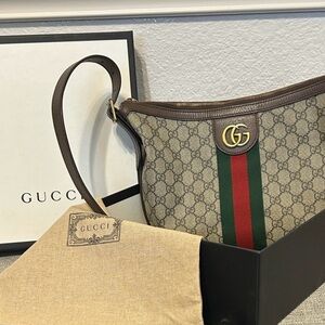 Gucci Ophidia GG Supreme Bag with Green Accent